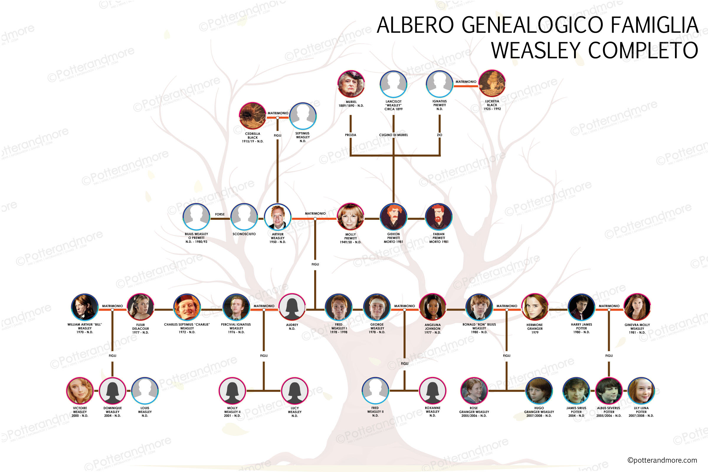 Albero Genealogico famiglia Weasley