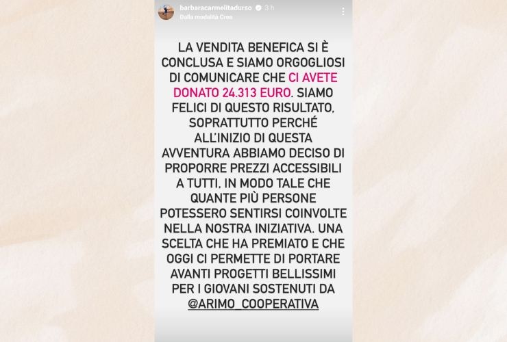 Barbara D'Urso notizia social beneficenza